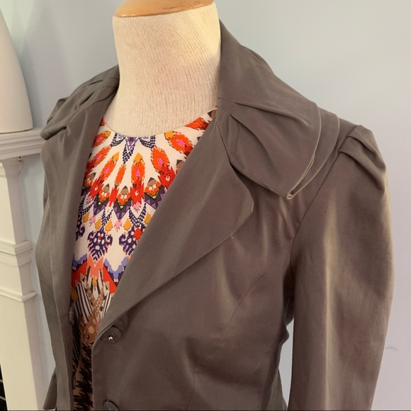 LOFT peplum blazer w/ portrait collar taupe jacket - Picture 4 of 16